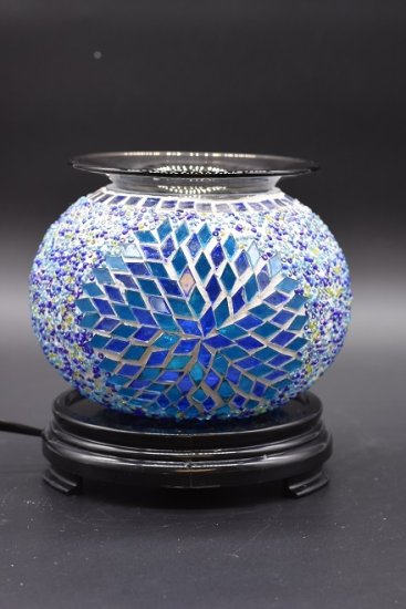 (image for) Elegant Cracked Glass Aroma Lamp Diffuser Warmer Blue Starburst