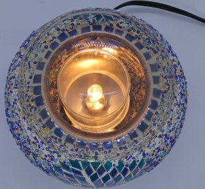 (image for) Elegant Cracked Glass Aroma Lamp Diffuser Warmer Blue Starburst