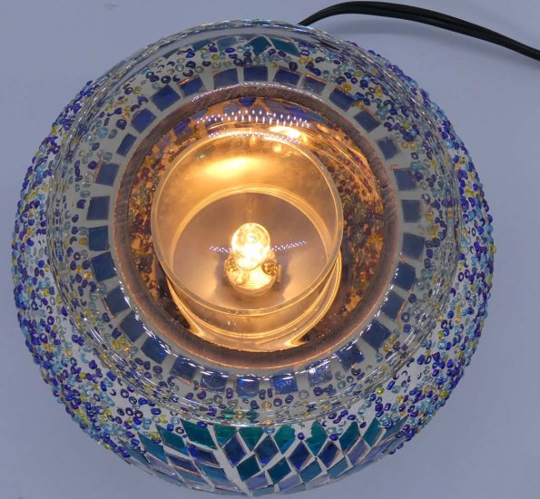 (image for) Elegant Cracked Glass Aroma Lamp Diffuser Warmer Blue Starburst