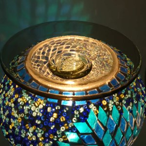 (image for) Elegant Cracked Glass Aroma Lamp Diffuser Warmer Blue Starburst