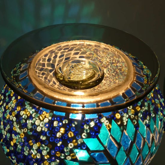 (image for) Elegant Cracked Glass Aroma Lamp Diffuser Warmer Blue Starburst