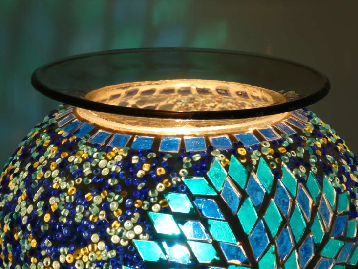 (image for) Elegant Cracked Glass Aroma Lamp Diffuser Warmer Blue Starburst