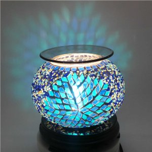 (image for) Elegant Cracked Glass Aroma Lamp Diffuser Warmer Blue Starburst