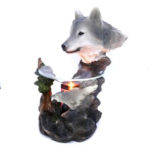 (image for) Wolves Figurine Statue Oil Melt Warmer On Dimmer