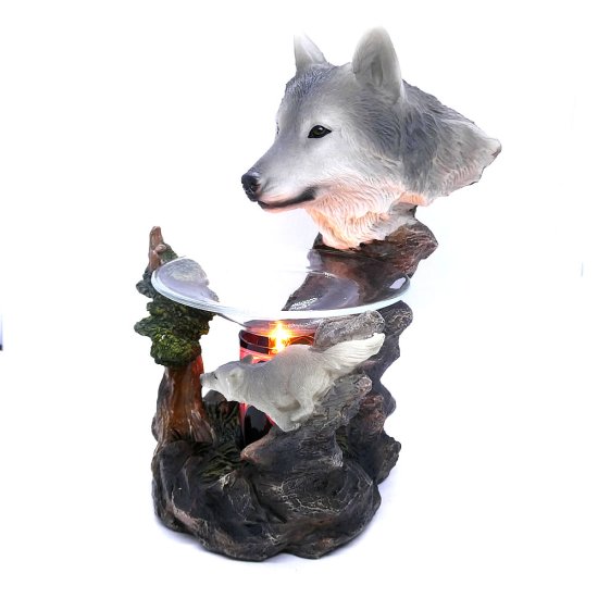 (image for) Wolves Figurine Statue Oil Melt Warmer On Dimmer