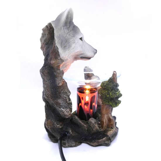 (image for) Wolves Figurine Statue Oil Melt Warmer On Dimmer