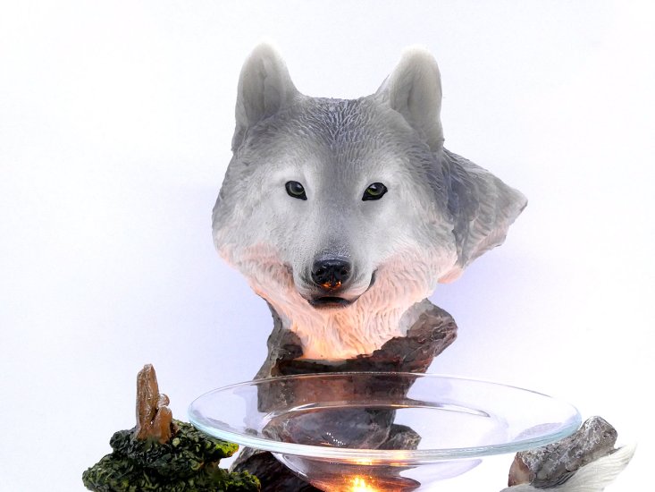 (image for) Wolves Figurine Statue Oil Melt Warmer On Dimmer