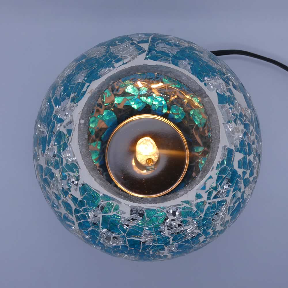 Elegant Cracked Glass Aroma Lamp Diffuser Warmer - Aqua Silver