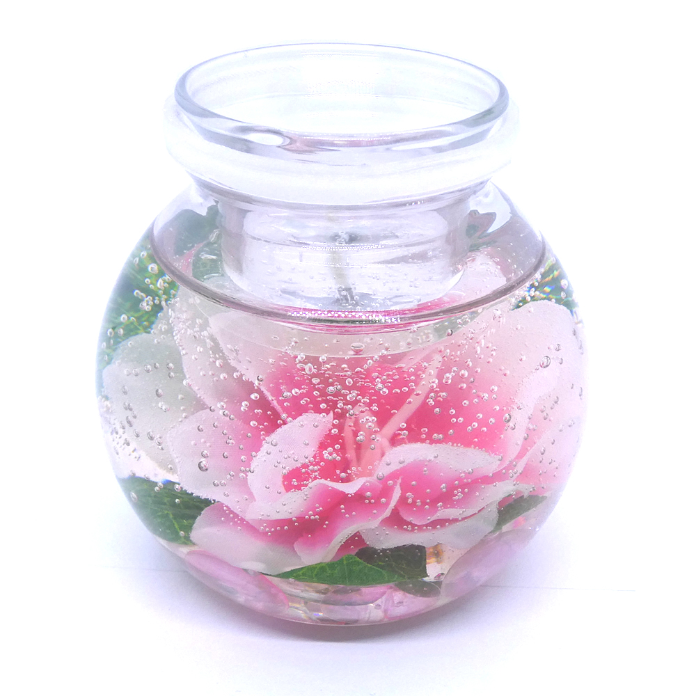 Azalea Forever Candle With Package Of 4 Gel Tea Lights - Click Image to Close