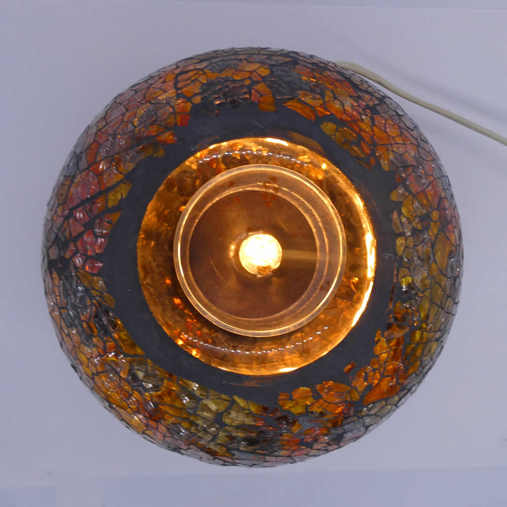 Elegant Cracked Glass Aroma Lamp Warmer - Brown Gold Orange