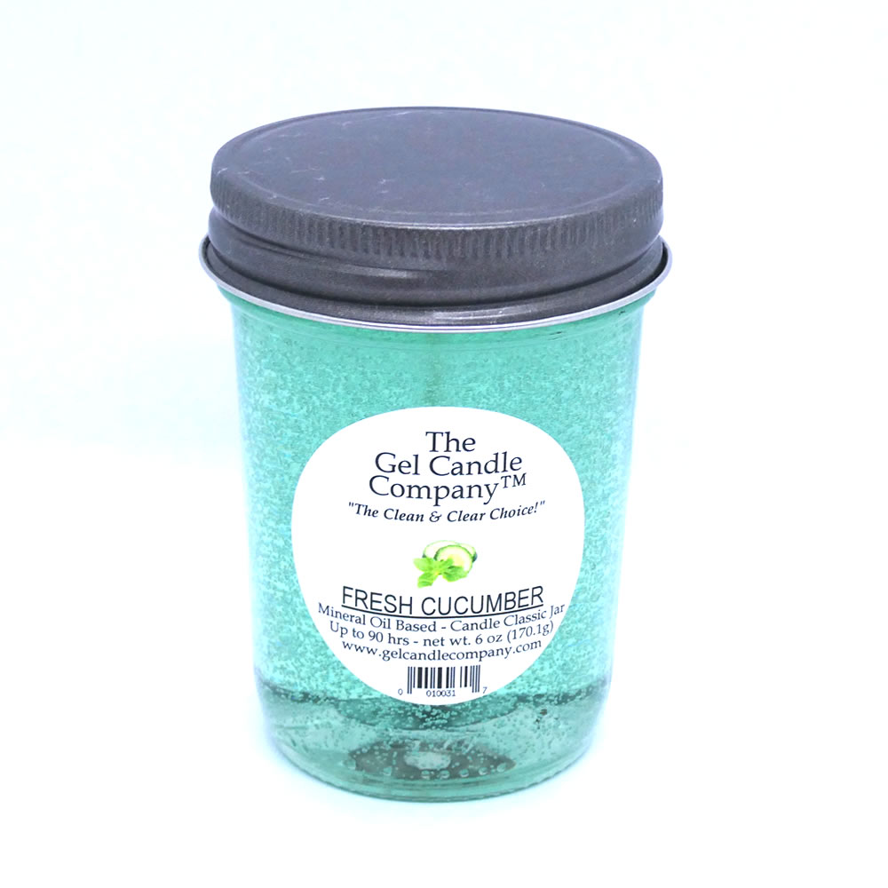 Fresh Cucumber Scented 90 Hour Gel Candle Classic Jar - Click Image to Close
