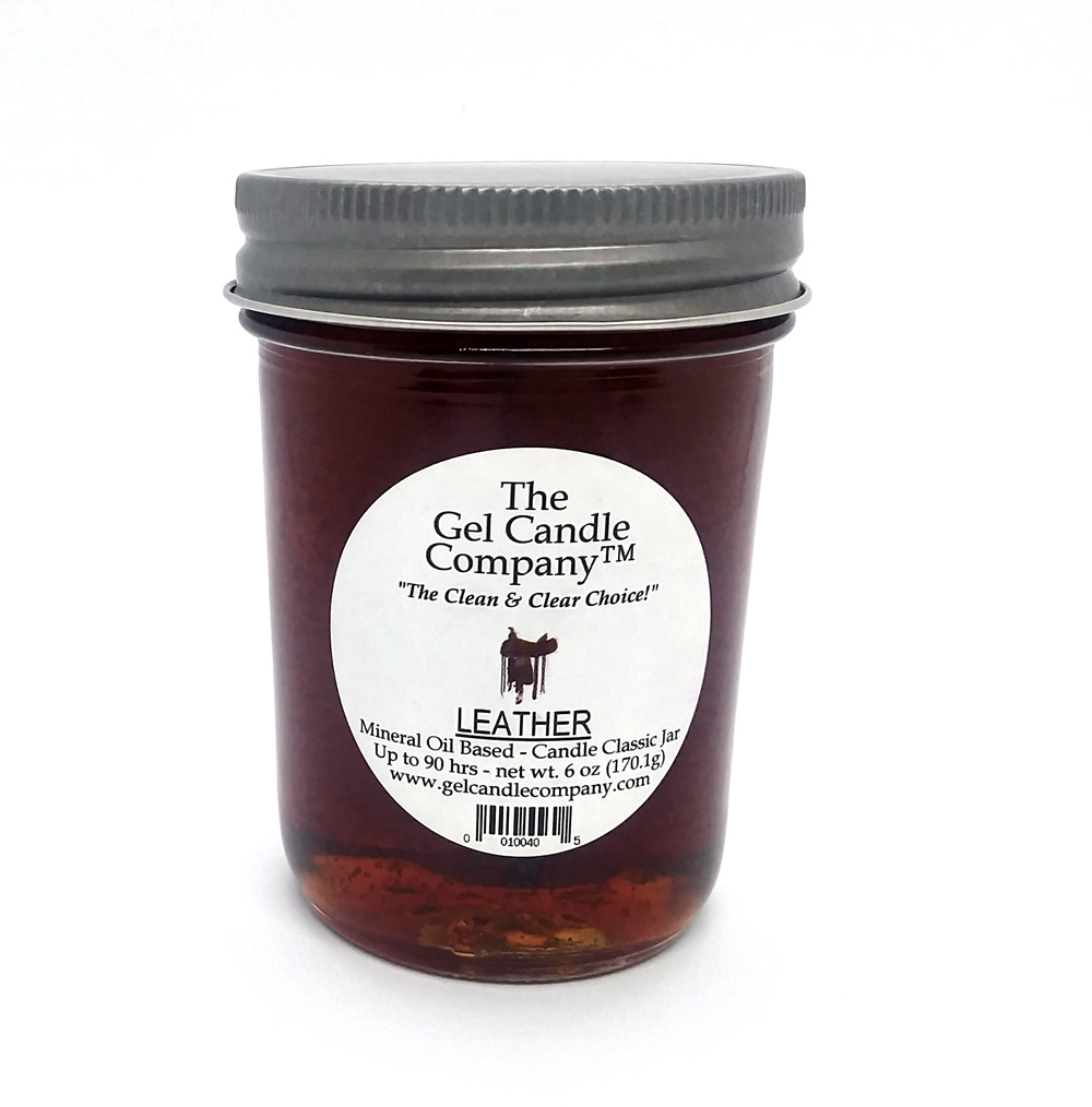 Leather 90 Hour Gel Candle Classic Jar - Click Image to Close