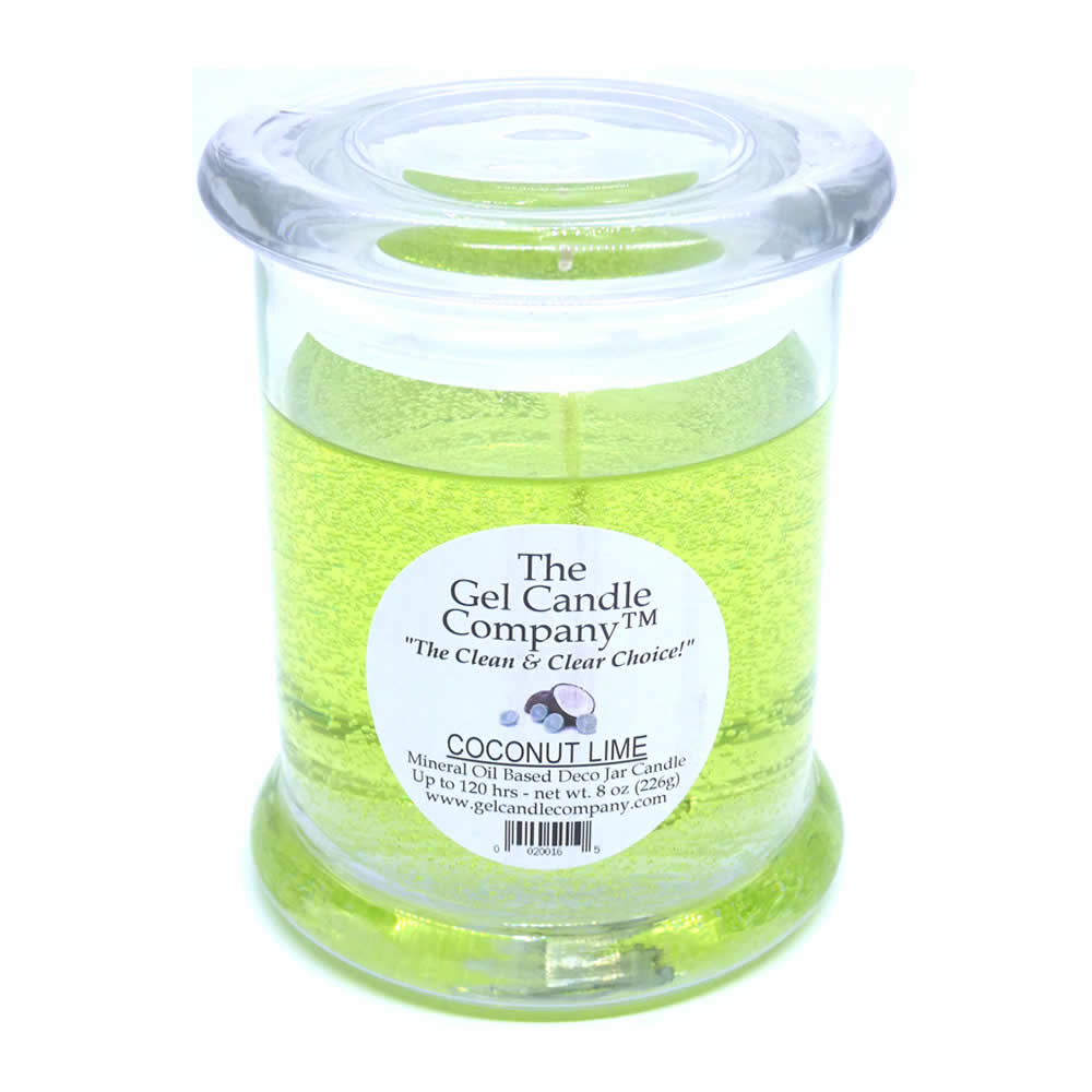 Coconut Lime Scented Gel Candle up to 120 Hour Deco Jar - Click Image to Close