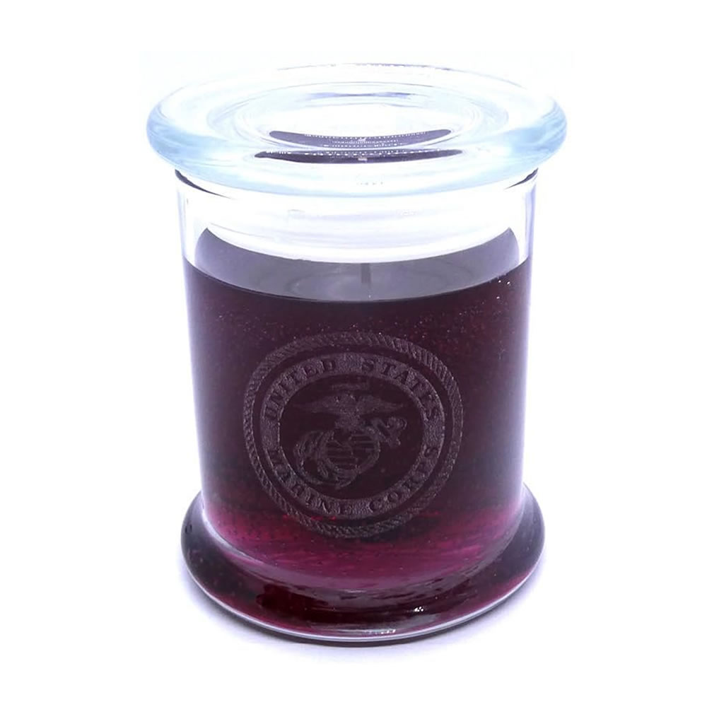 (image for) The Gel Candle Company Glass Etched USA Marines Black Raspberry Vanilla Scented Up to 120 Hour Deco Jar