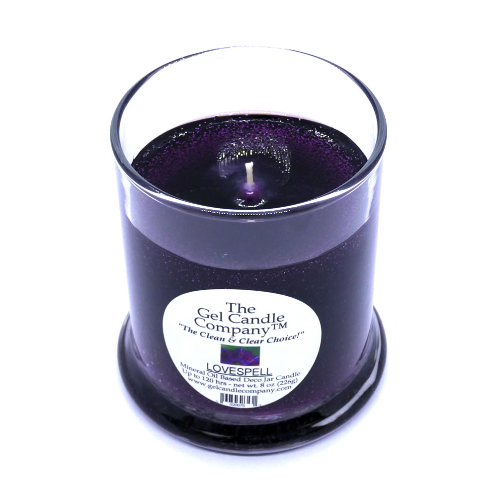 Lovespell Inspired Scented Gel Candle up to 120 Hour Deco Jar - Click Image to Close