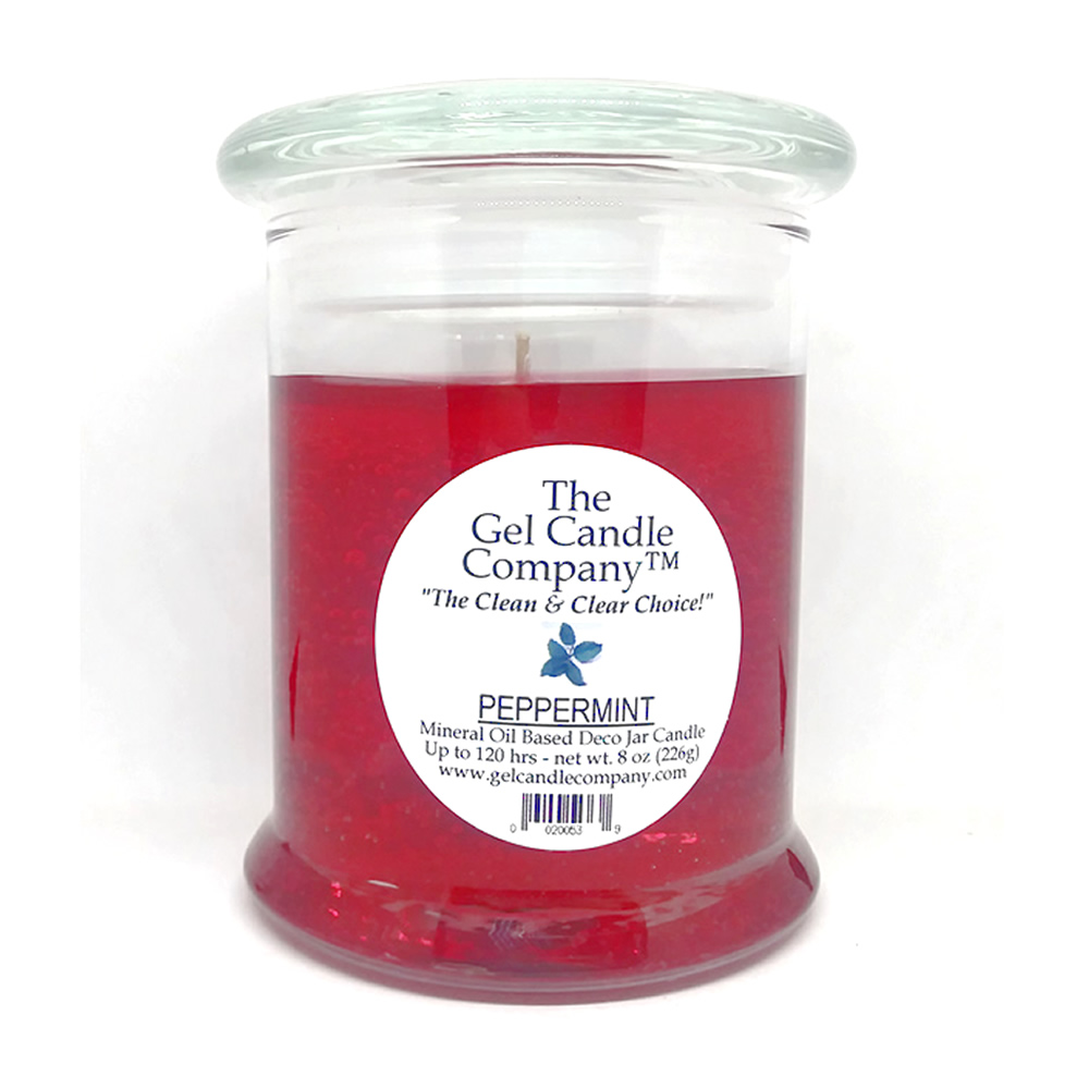 Peppermint Scented Gel Candle up to 120 Hour Deco Jar - Click Image to Close