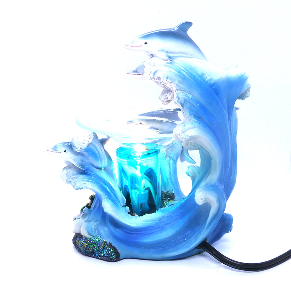 Dolphins Figurine Statue Oil Melt Warmer On Dimmer - Click Image to Close