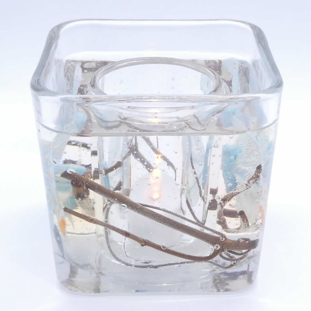 Flameless Baby Blue Butterfly Forever Gel Candle Design