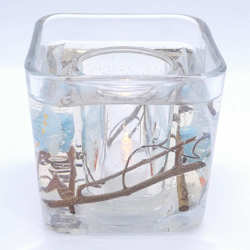 Flameless Baby Blue Butterfly Forever Gel Candle Design - Click Image to Close