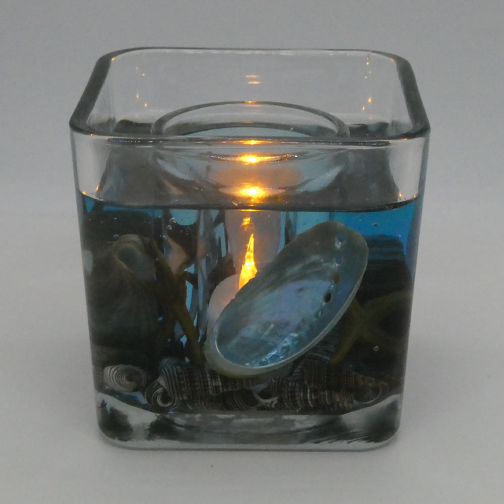 Deep Blue Ocean Starfishes Seashells Flameless Gel Candle Design