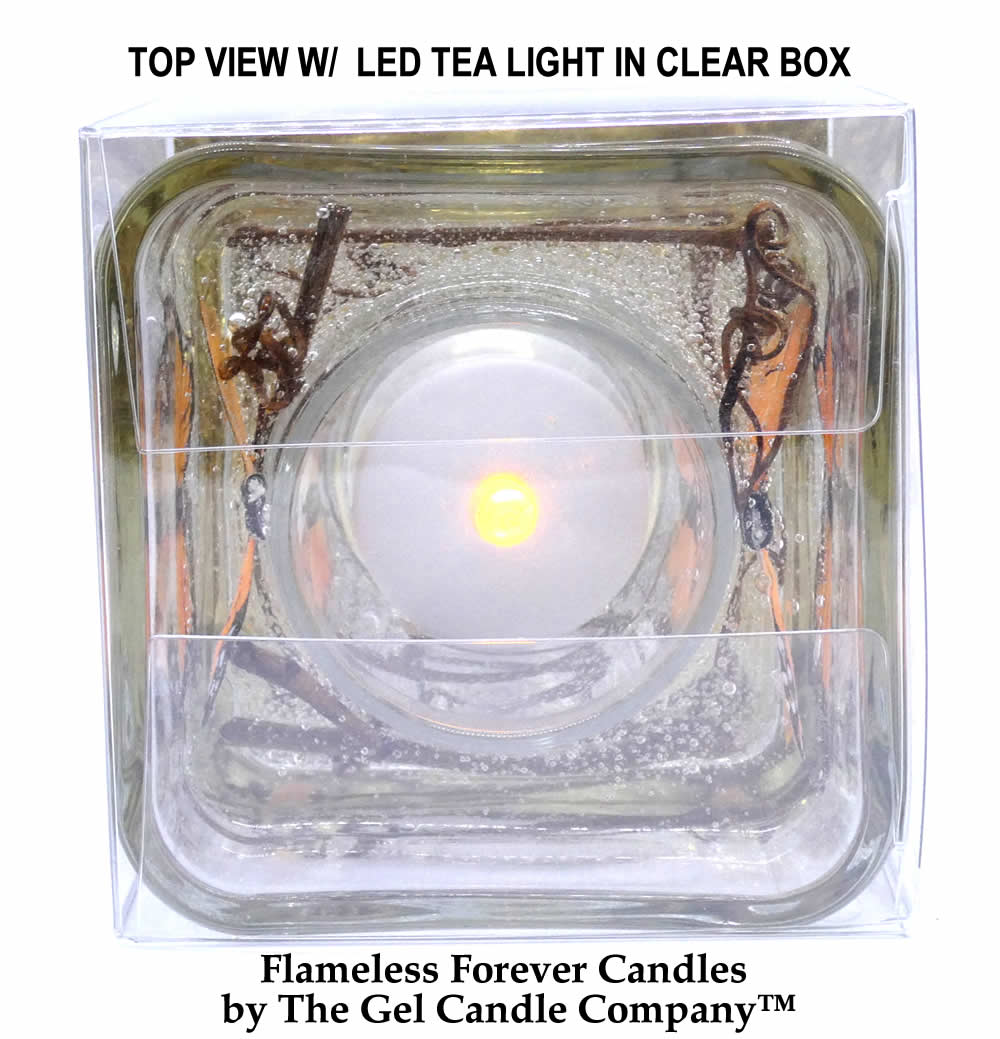 Flameless Light Orange Butterfly Forever Gel Candle Design Cube - Click Image to Close