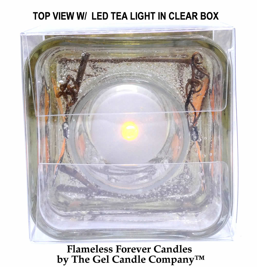 Flameless Light Orange Butterfly Forever Gel Candle Design Cube