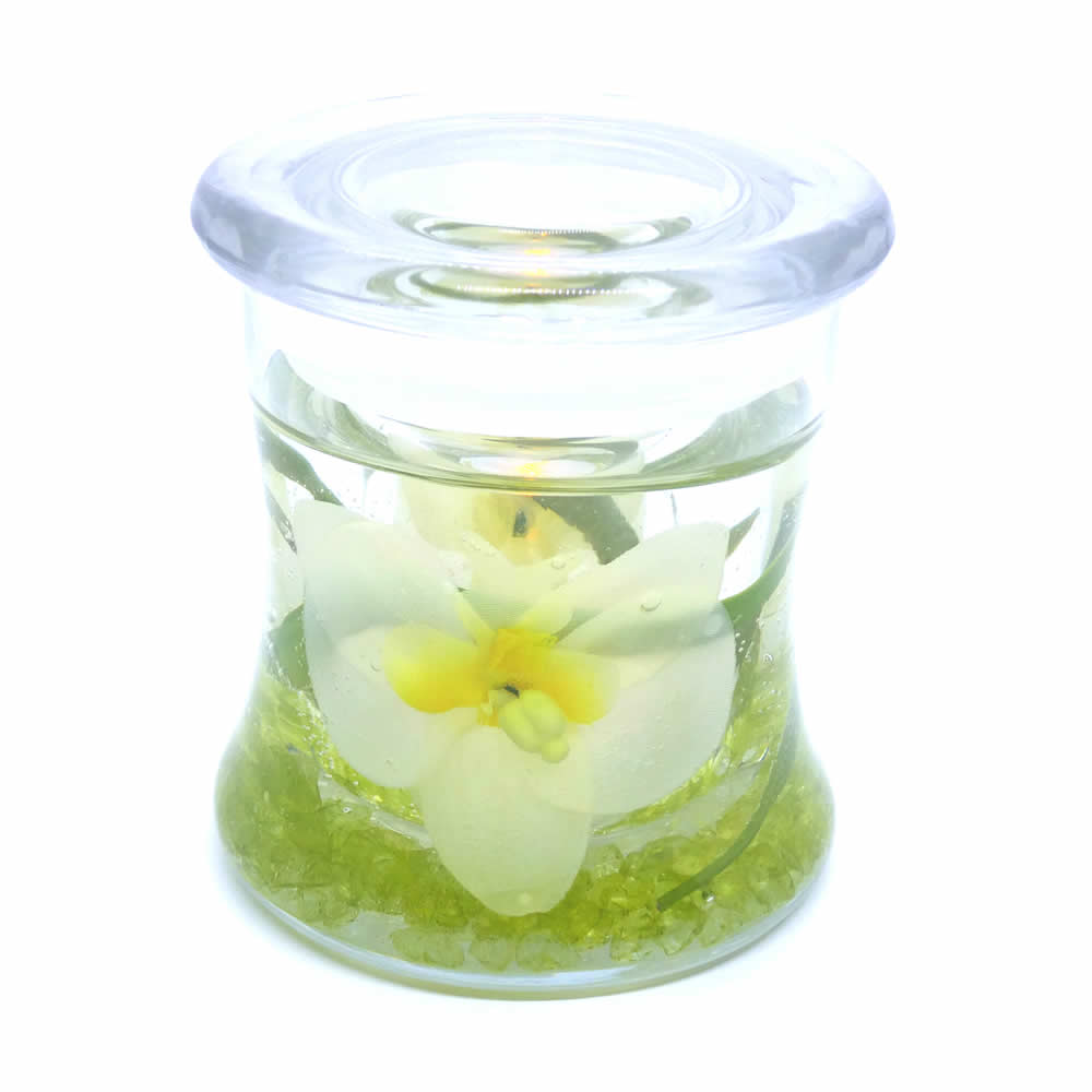 Flameless White Orchid Forever Candle Design - Click Image to Close