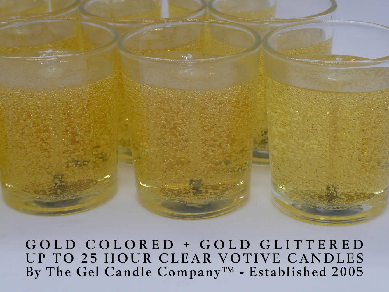 12 Pack Gold Color With Gold Glitter Unscented Votives