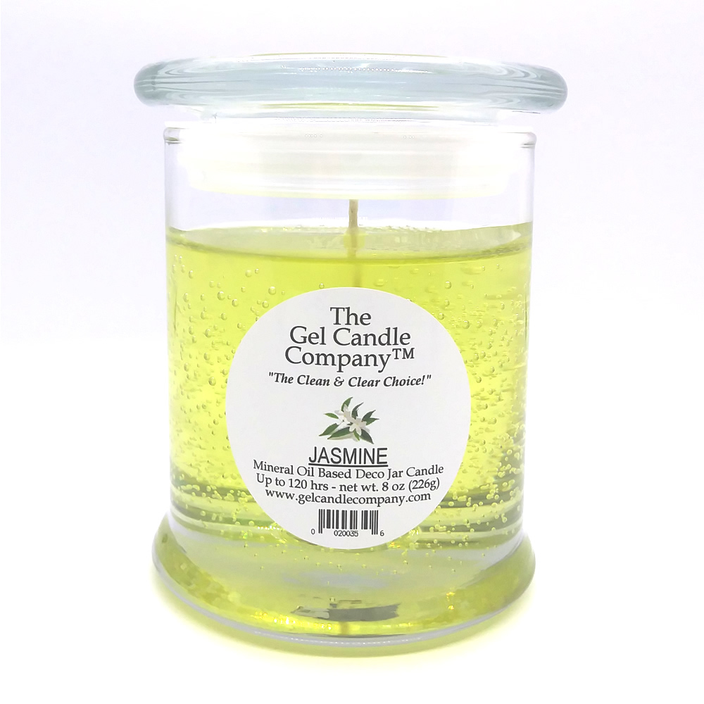 Jasmine Scented Gel Candle up to 120 Hour Deco Jar - Click Image to Close