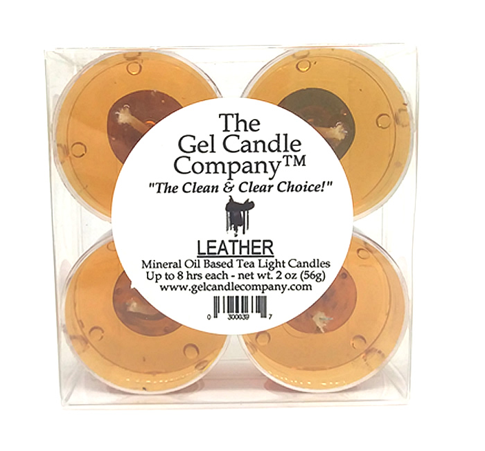 (image for) Leather Scented Gel Candle Tea Lights - 4 pk.