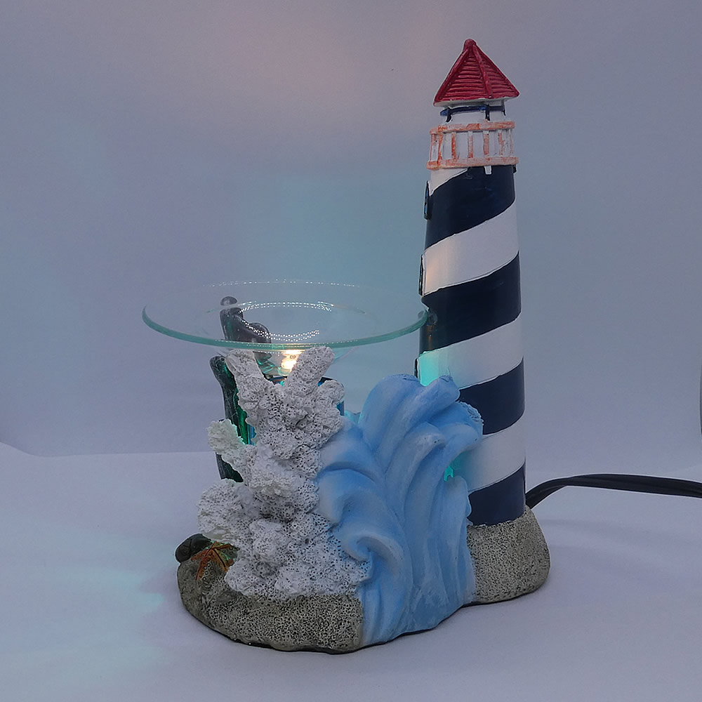Lighthouse Figurine Statue Oil Melt Warmer On Dimmer - Click Image to Close