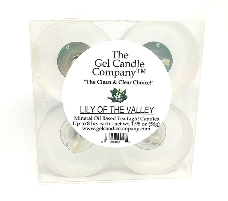 Lily Of The Valley Scented Gel Candle Tea Lights - 4 pk. - Click Image to Close