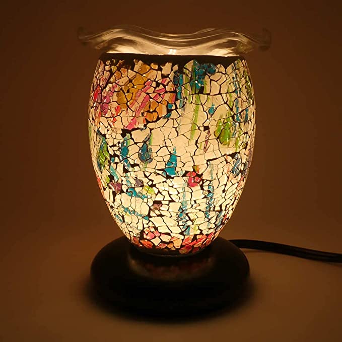 Decorative Mosaic Glass Aroma Lamp Multi Pastel Colors