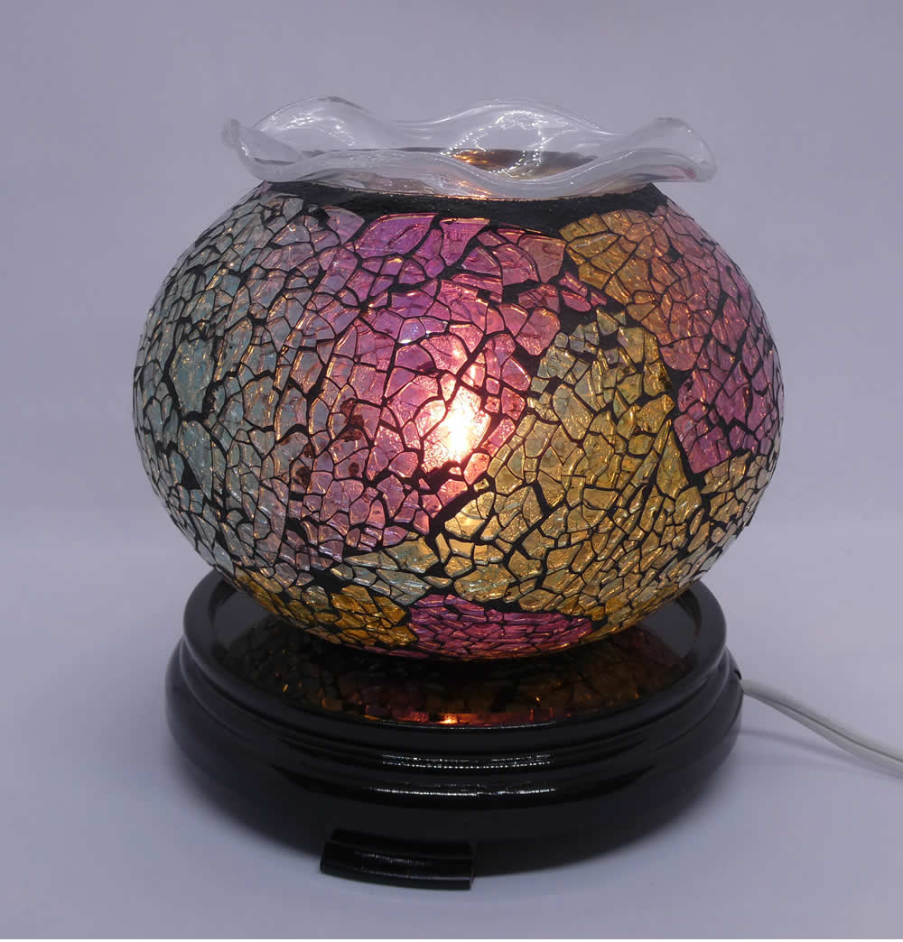 Elegant Cracked Glass Aroma Lamp Warmer - Multi Color Pastels