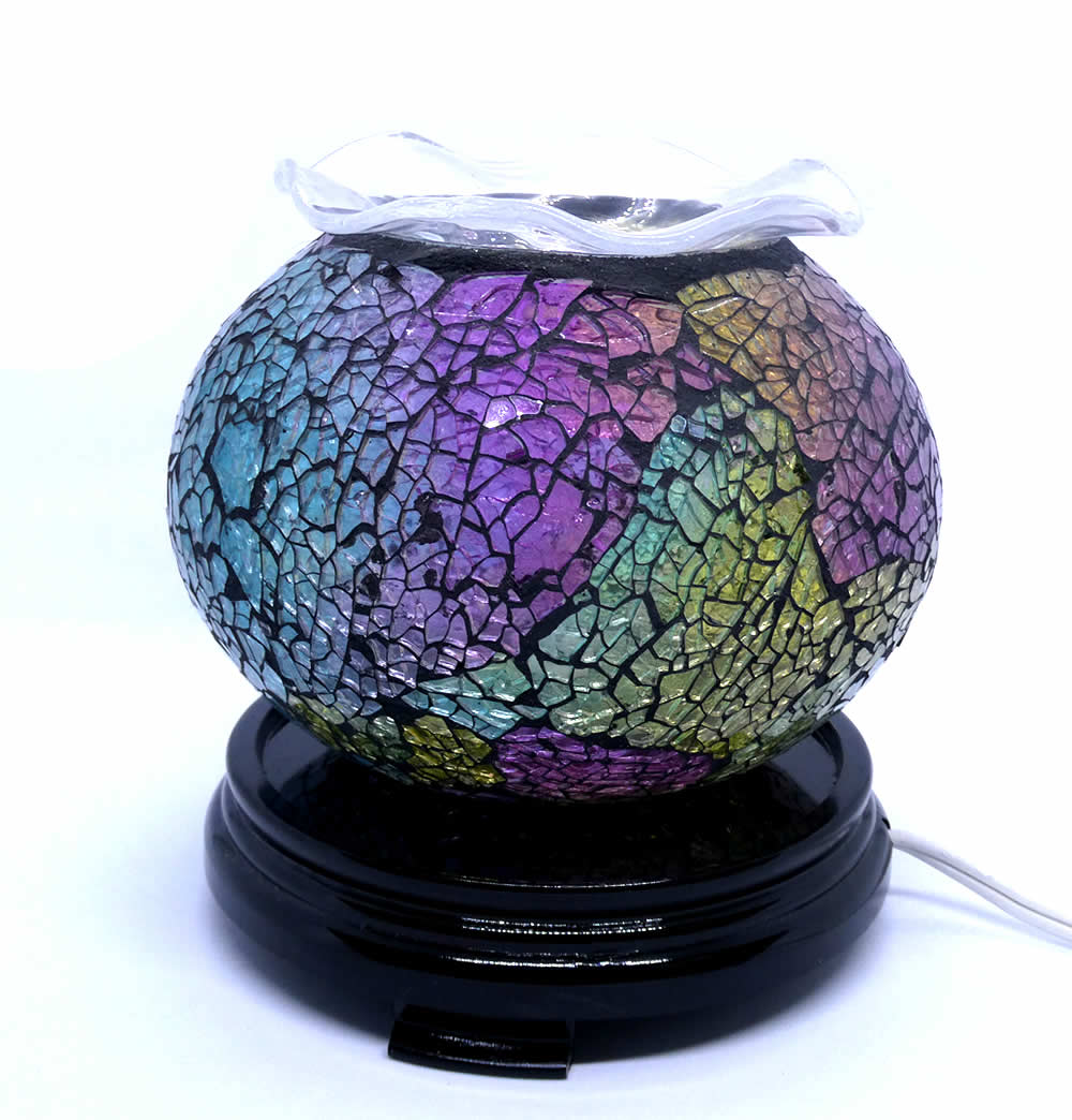 Elegant Cracked Glass Aroma Lamp Warmer - Multi Color Pastels