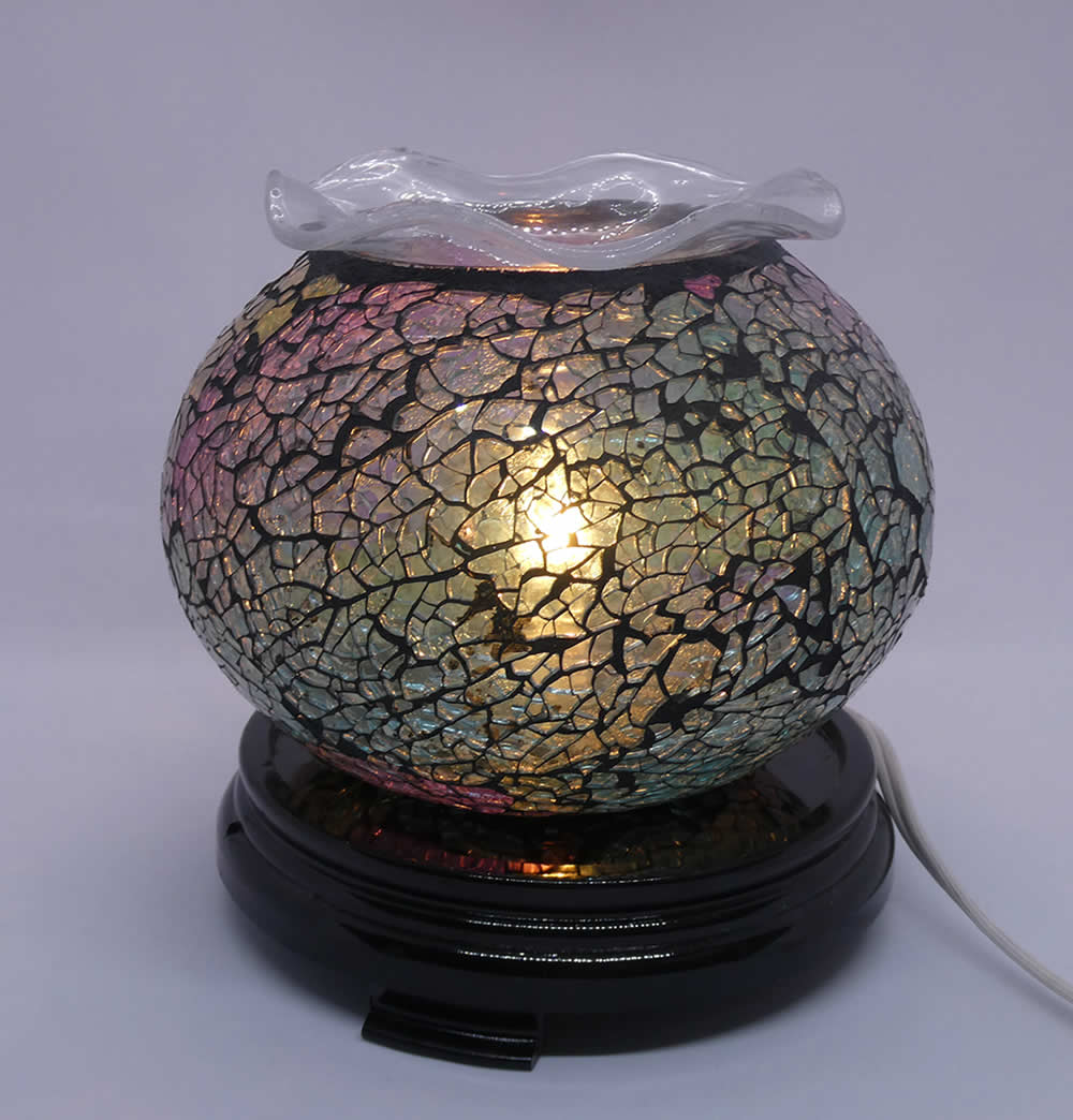 Elegant Cracked Glass Aroma Lamp Warmer - Multi Color Pastels