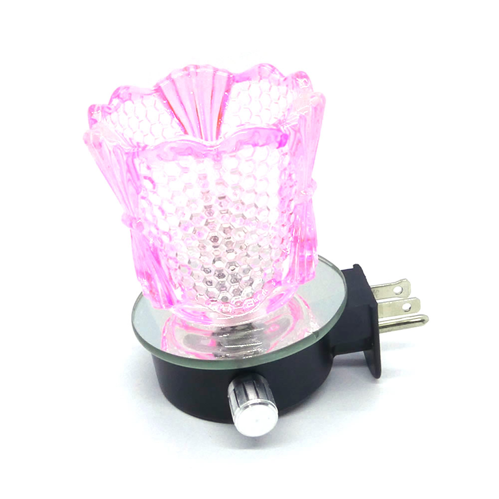 (image for) Pink Glass Glass Plug in Aroma Warmer Oil Dimmer Control w/Dish