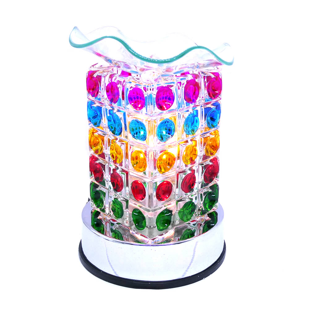 Clear Glass Rainbow Aroma Warmer Oil Melts Touch Activation - Click Image to Close