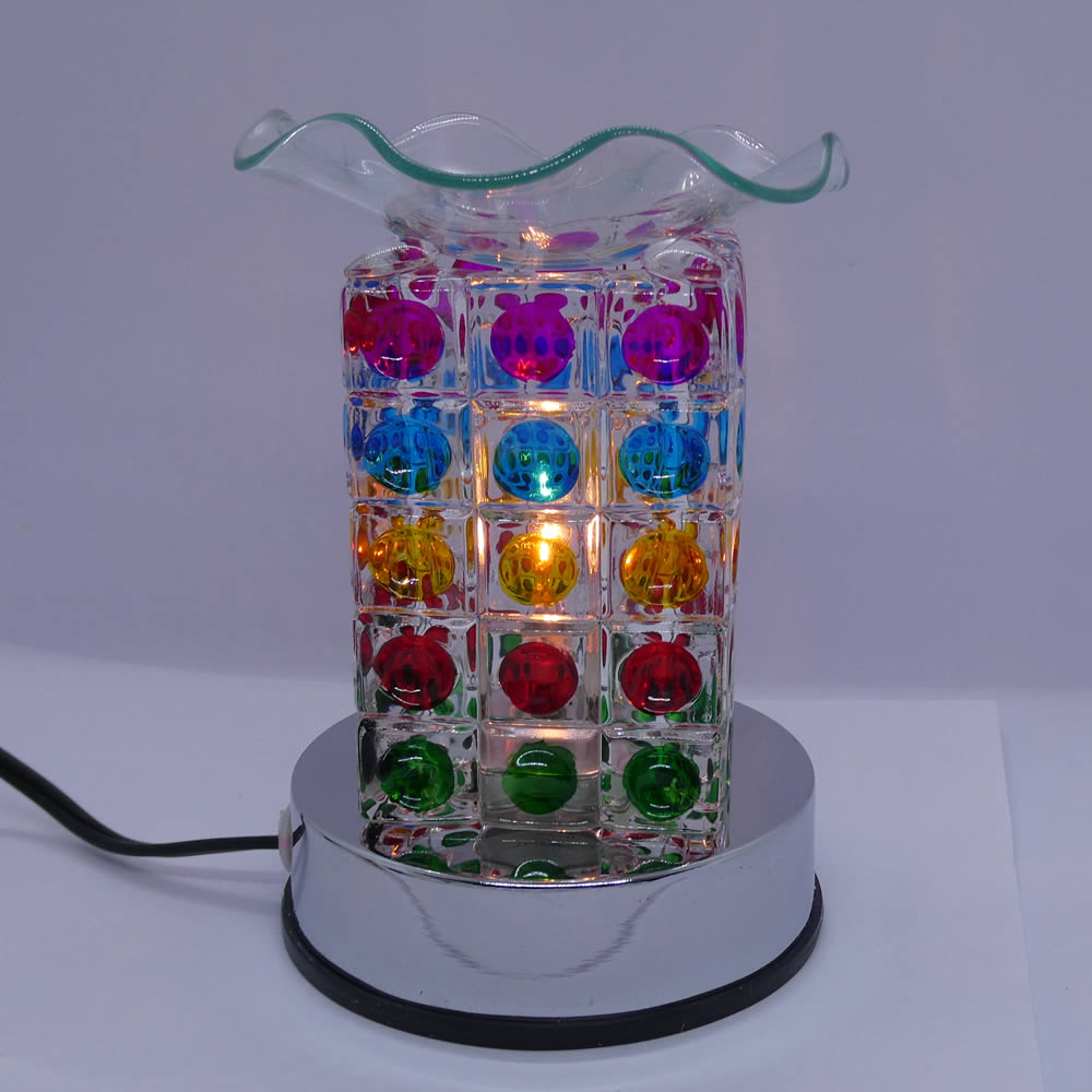 Clear Glass Rainbow Aroma Warmer Oil Melts Touch Activation
