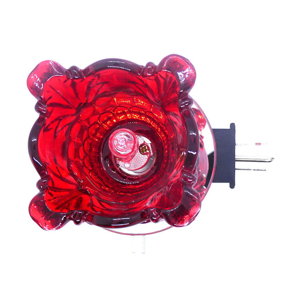 Red Floral Leaves Glass Plugin Aroma Warmer Night Light Dimmer - Click Image to Close