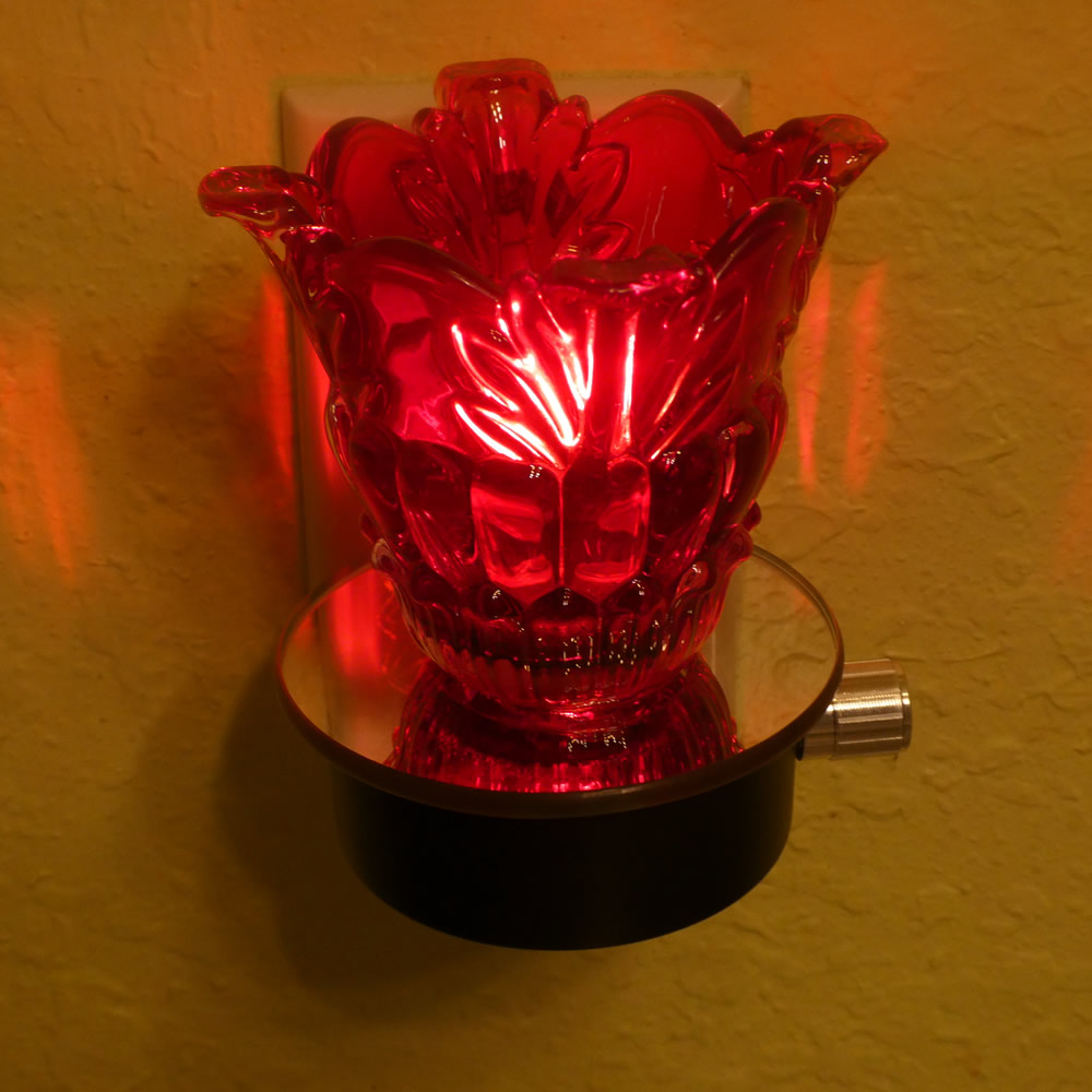 Red Floral Leaves Glass Plugin Aroma Warmer Night Light Dimmer - Click Image to Close