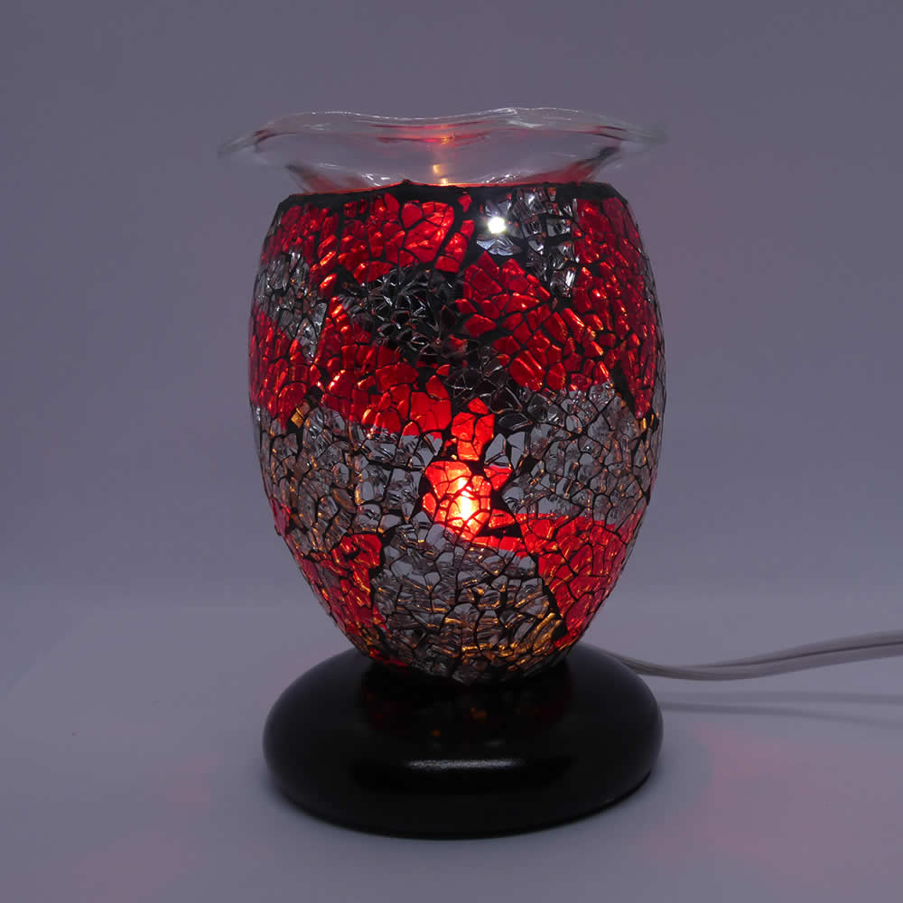 Red Black Silver Cracked Cylinder Dimmable Diffuser Warmer