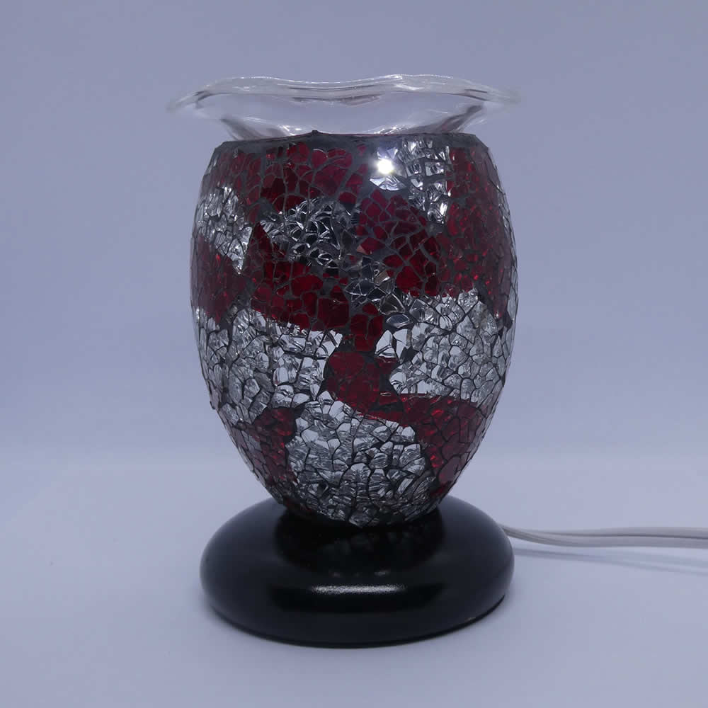 Red Black Silver Cracked Cylinder Dimmable Diffuser Warmer