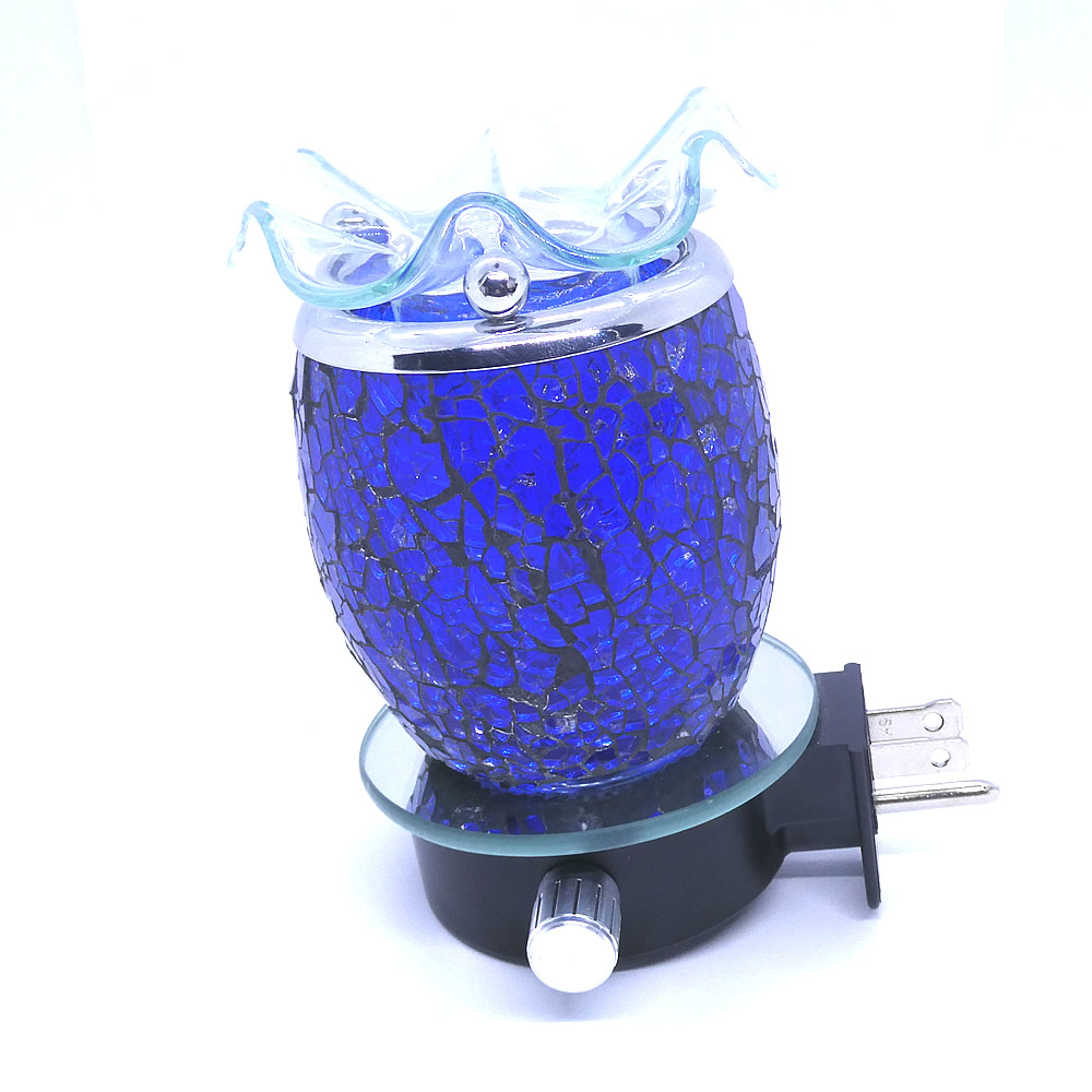 Cracked Glass Royal Blue Design Plugin Aroma Warmer Night Light - Click Image to Close