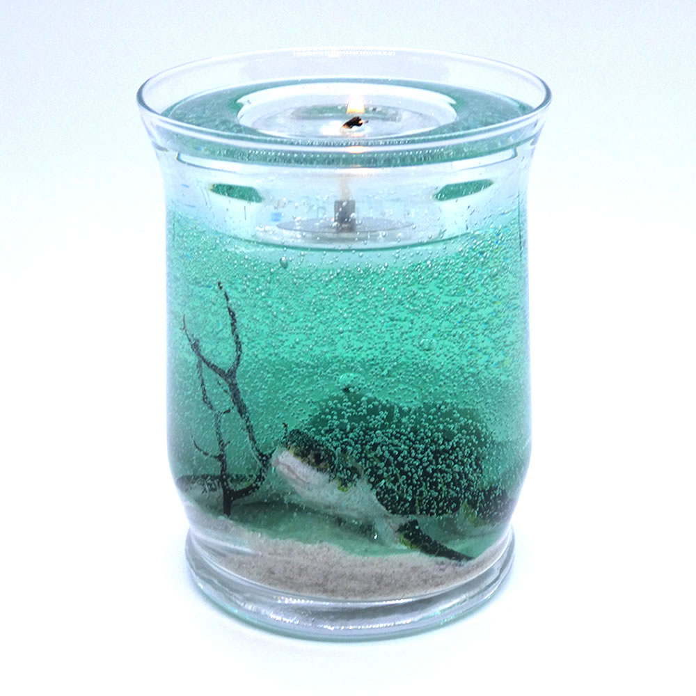 Sea Foam Green Sea Turtle Hatchling With 4 Pack Tea Lights - Click Image to Close