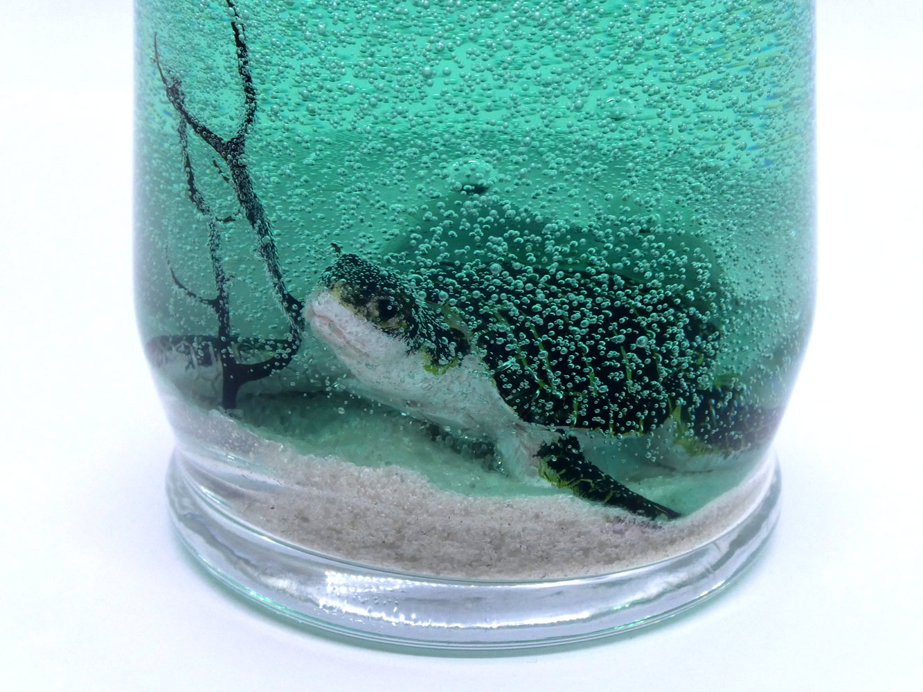 Sea Foam Green Sea Turtle Hatchling With 4 Pack Tea Lights - Click Image to Close