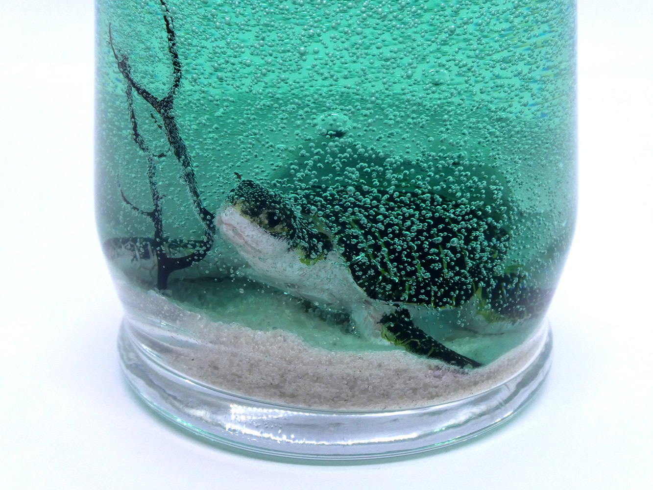 Sea Foam Green Sea Turtle Hatchling With 4 Pack Tea Lights