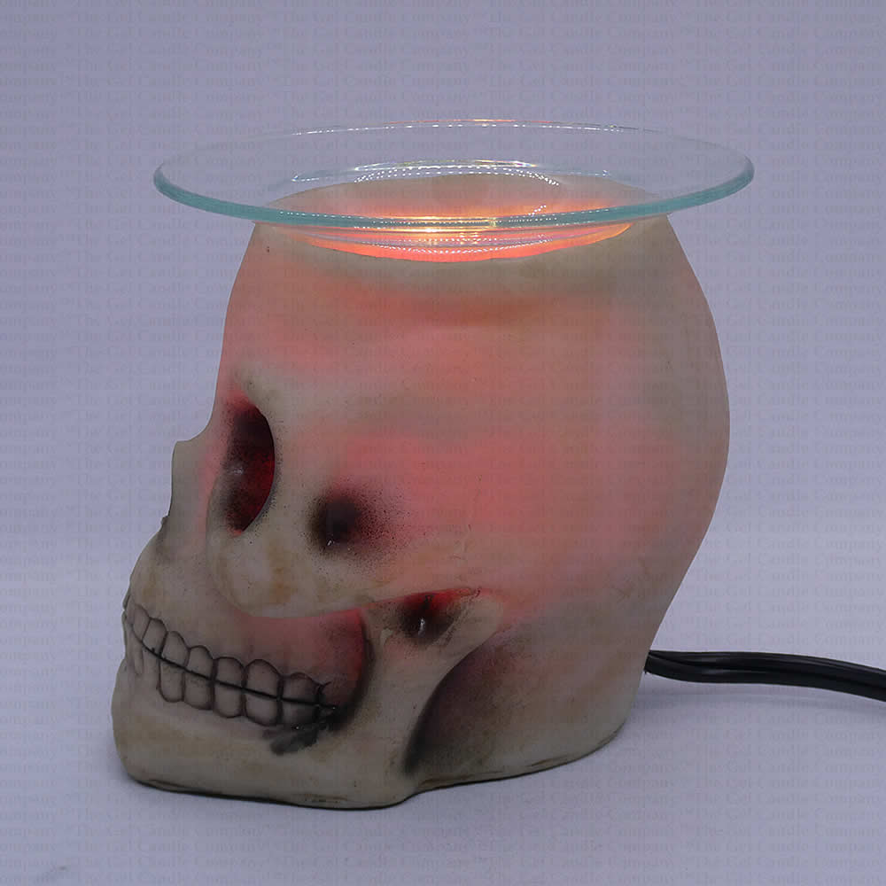 Skull Figurine Statue Oil Melt Warmer On Dimmer - Click Image to Close