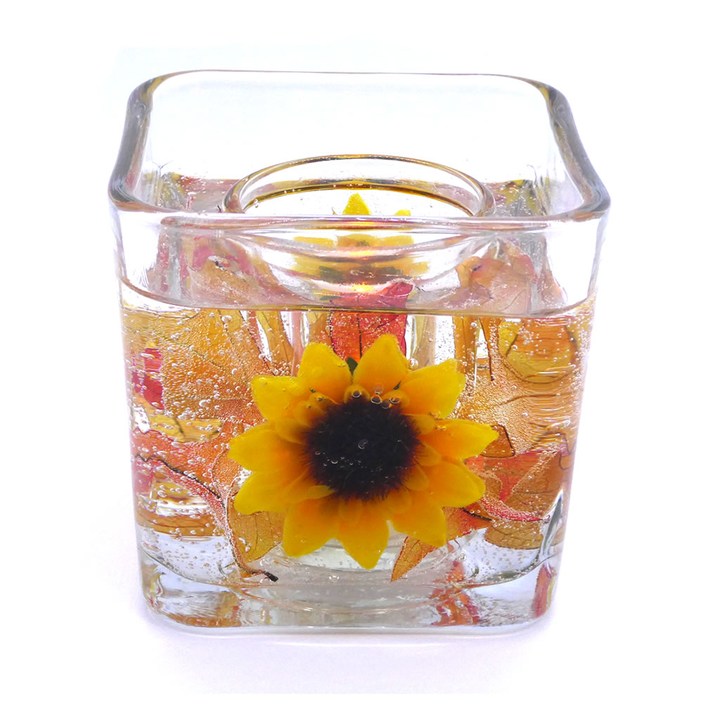 Flameless Fall Sunflower Forever Gel Candle Design - Click Image to Close