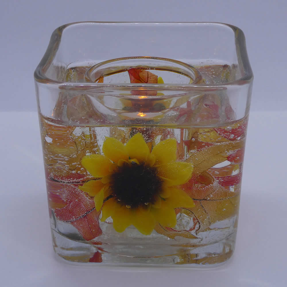 Flameless Fall Sunflower Forever Gel Candle Design